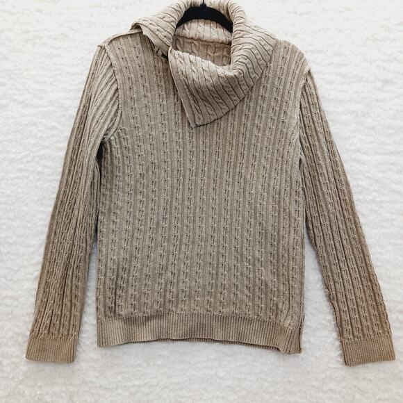 Sweater Size XL Cashmere Pullover Beige Fisherman Coastal Cowgirl Minimal Cable - Picture 10 of 14